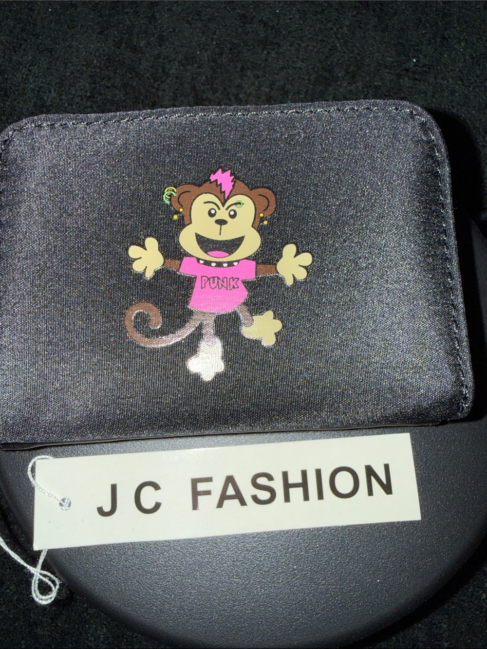 JC Fashion Kids Black Wallet with Pink Punk Monkey Graphic
